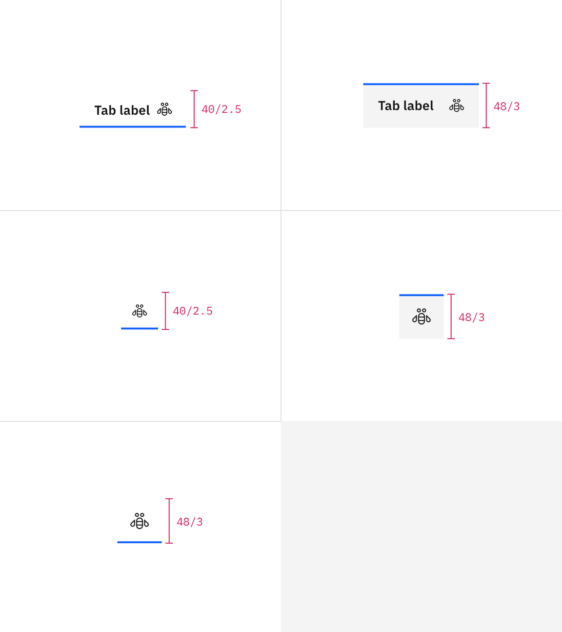 Tab sizes in px and rem